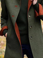 Aurohaya Vintage Wool Coat for Women, Single Breasted, High Collar, Long Sleeves Casual & Fashionable Winter Outerwear